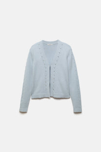 Giacca cardigan in maglia con pietre decorative