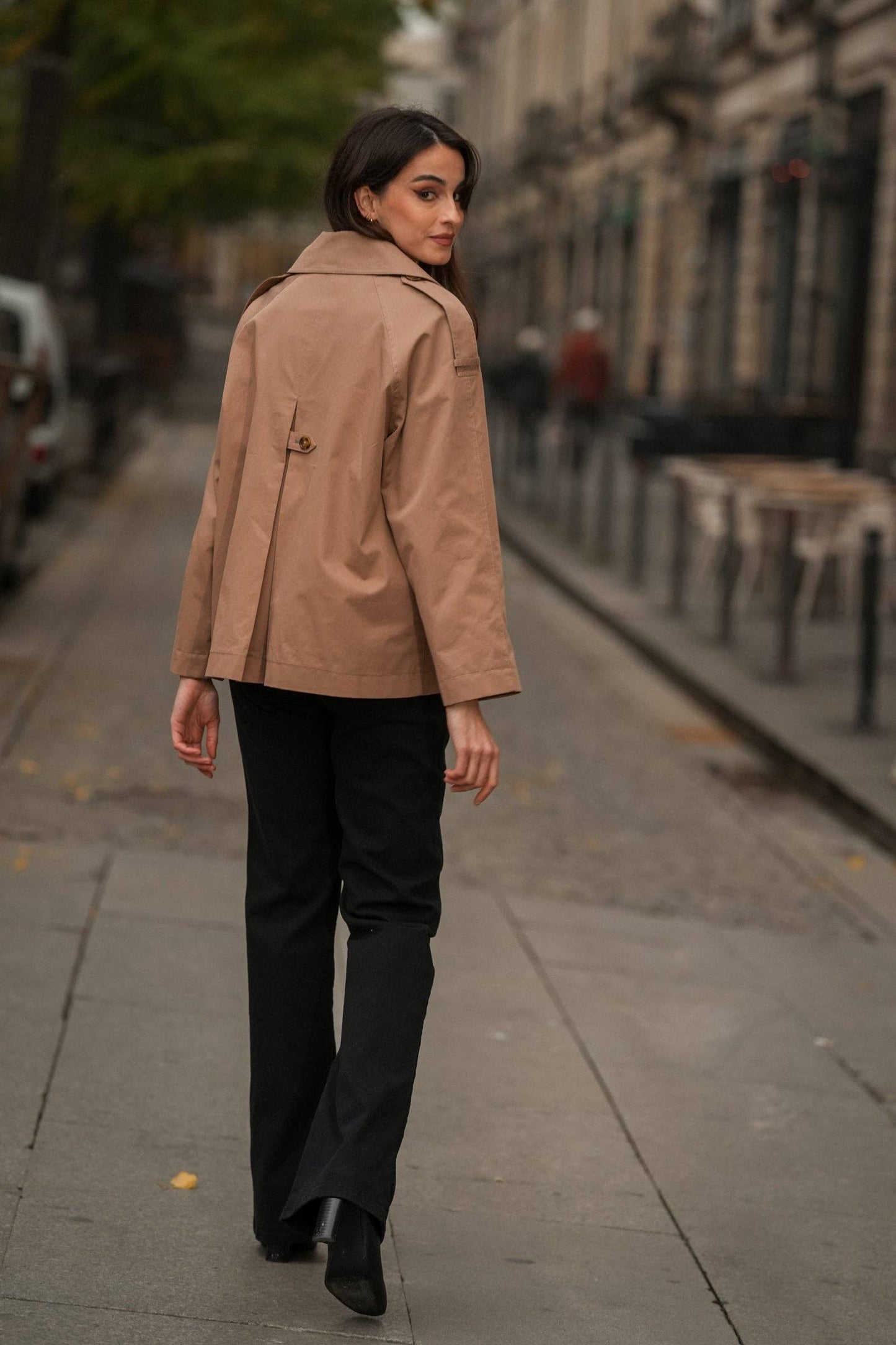Pantaloni neri in twill di cotone a gamba dritta