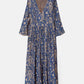 Vestito midi stampato con scollo a V e maniche a campana