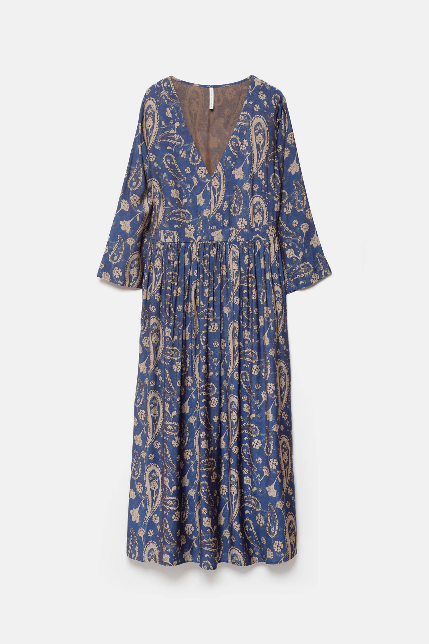 Vestito midi stampato con scollo a V e maniche a campana