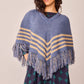 Poncho Petalo Blu con Frange