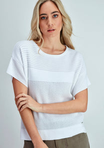 Maglia traforata in cotone a manica corta