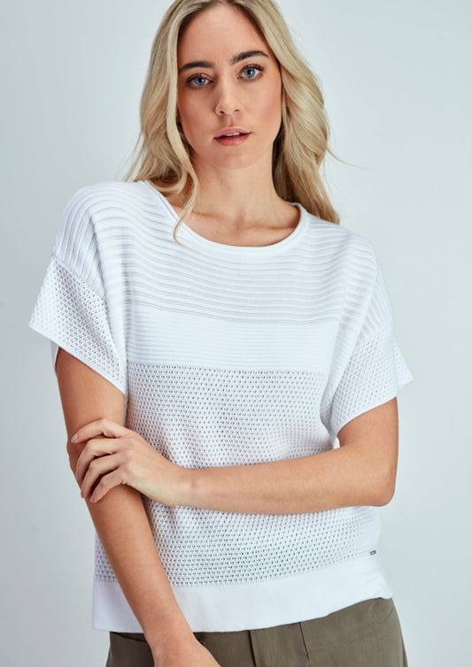 Maglia traforata in cotone a manica corta