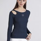 Top a costine con cut-out e ricamo