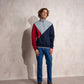 Felpa uomo color block con mezza zip