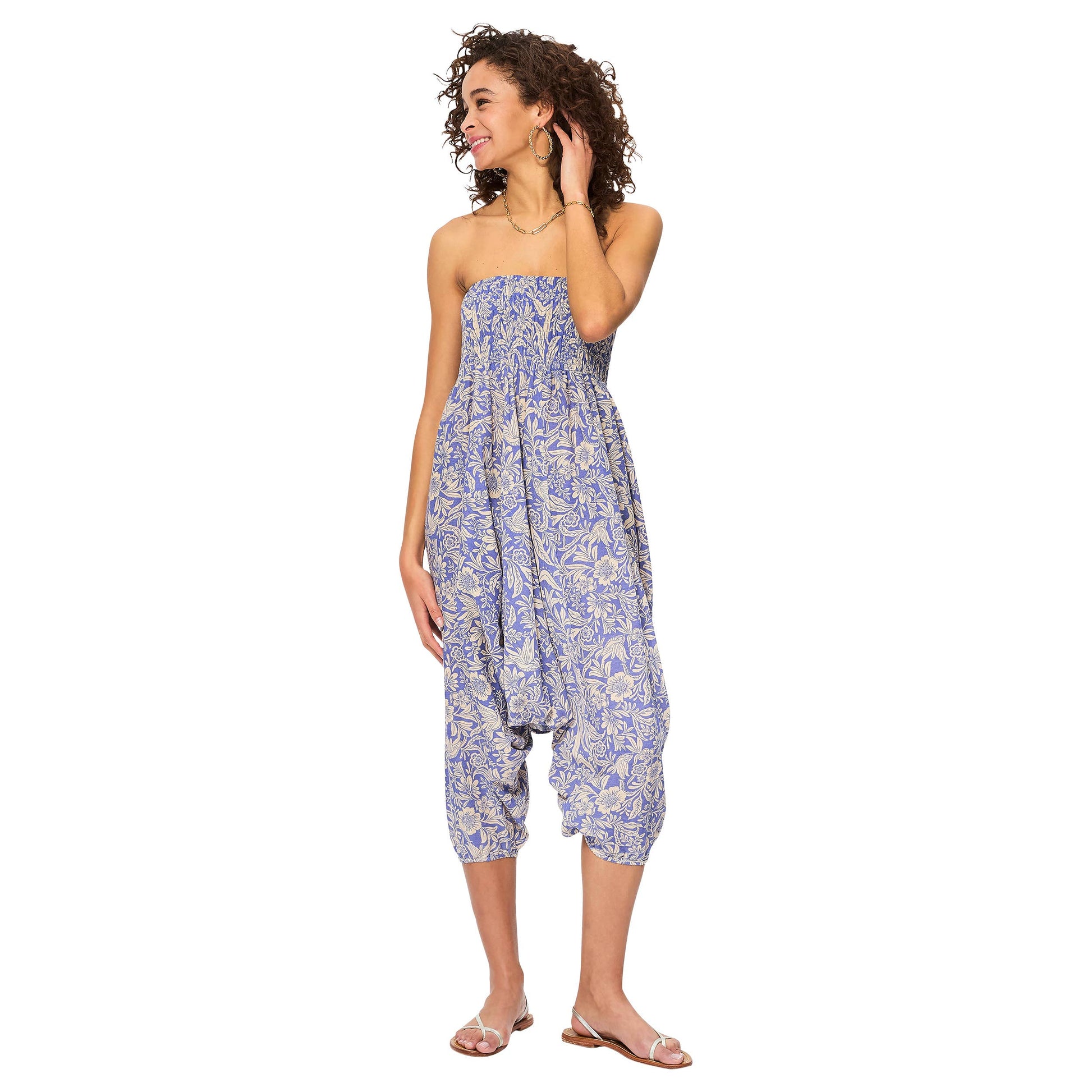 Pantaloni harem estivi in cotone fantasia floreale