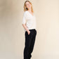 T-shirt in misto cashmere a scollo V seamless 3D-knit