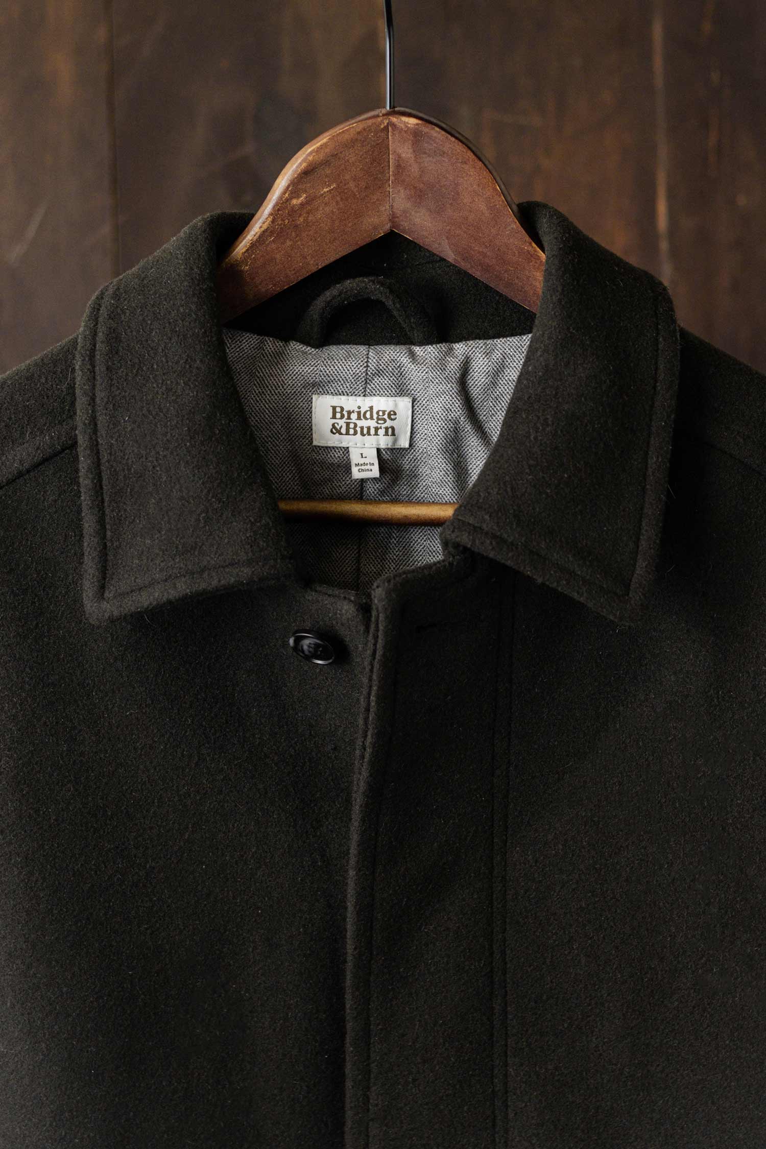 Cappotto corto Clive in lana verde salvia scuro