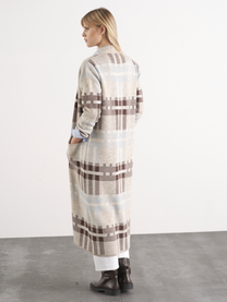 Cardigan lungo jacquard con tasche