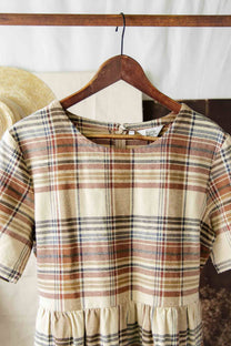 Abito midi Perry a quadri color latte