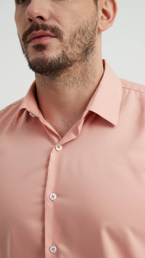 Camicia slim fit in modal color nude
