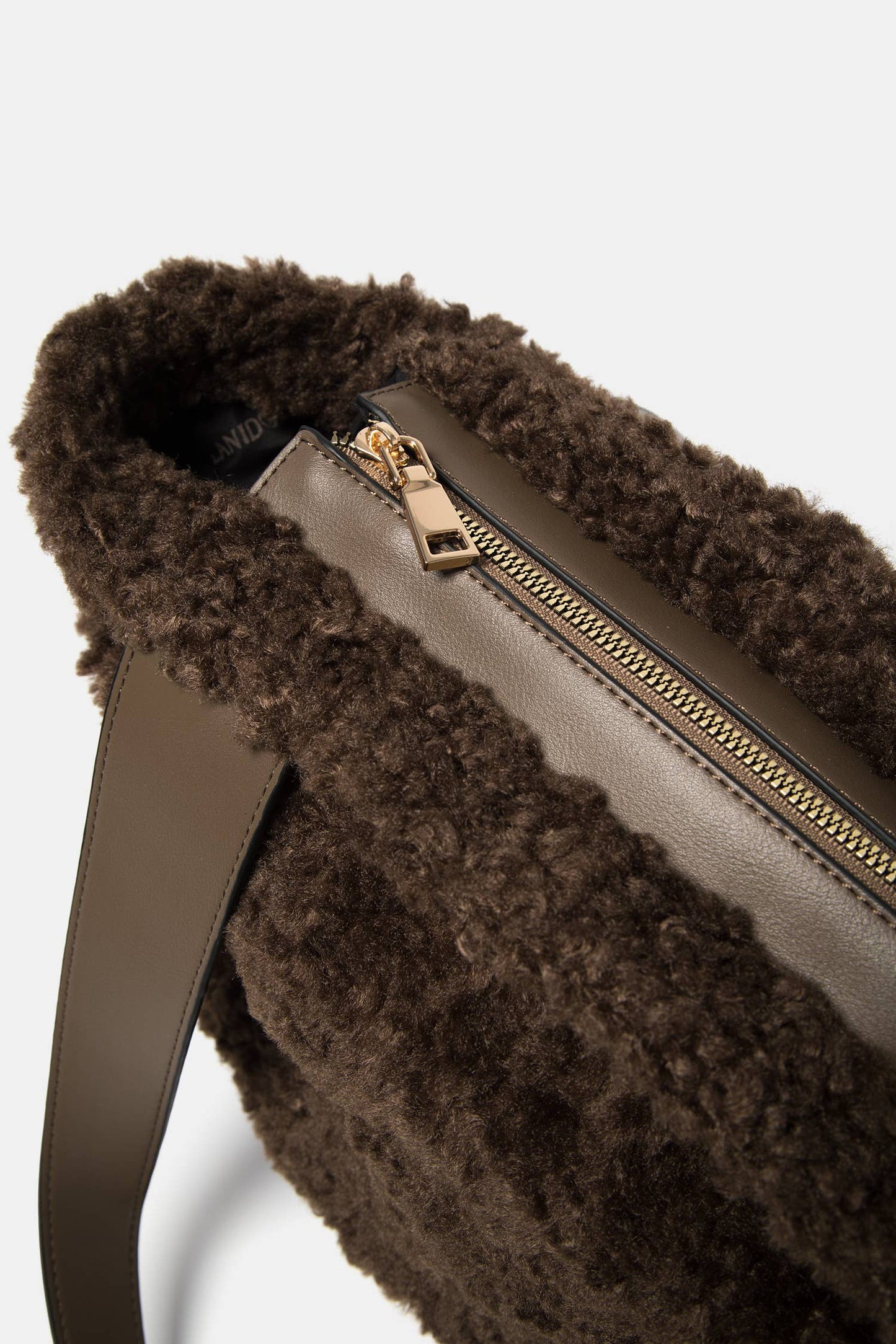 Borsa tote in pelliccia sintetica con zip