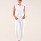 Pantaloni bianchi skinny con stampa transfer