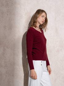 Maglia basic in viscosa con scollo a V