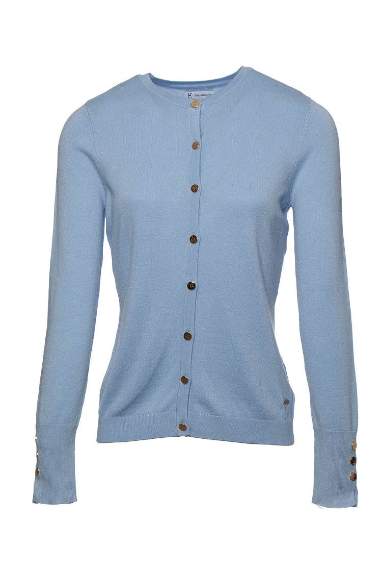 Cardigan girocollo in viscosa con bottoni