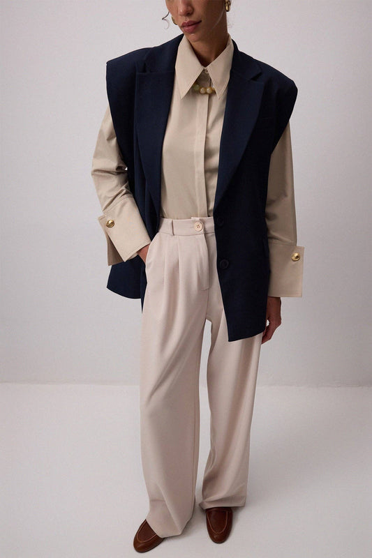 Blazer imbottito asimmetrico blu navy