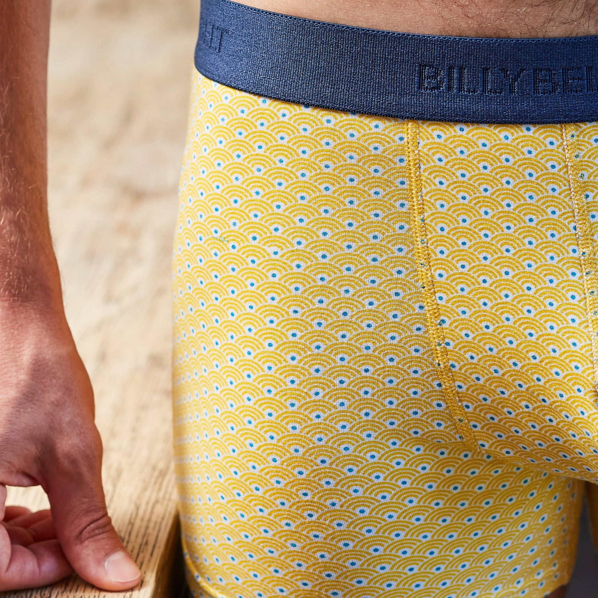 Boxer in cotone biologico giallo con stampa giapponese