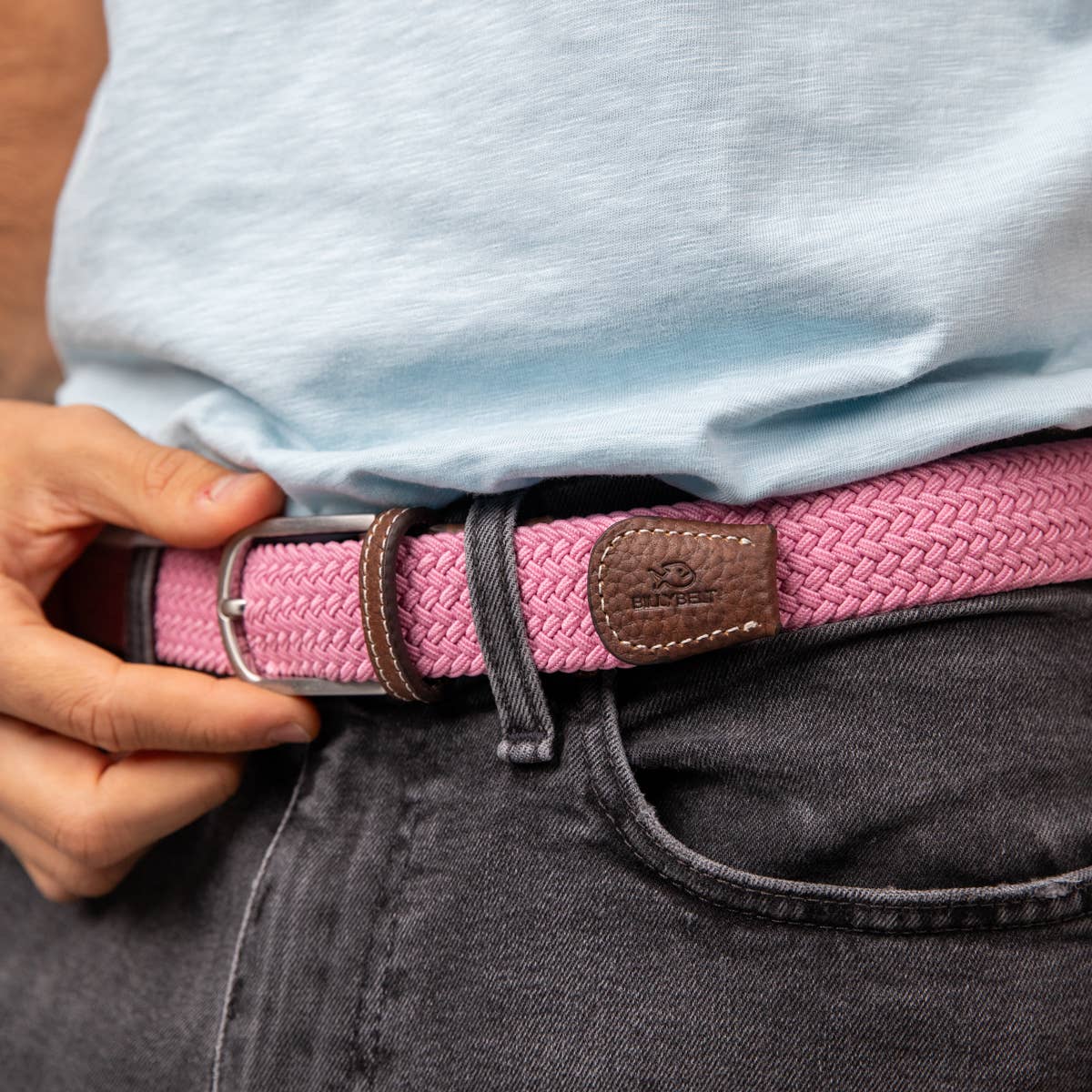 Cintura intrecciata elastica rosa nebbia
