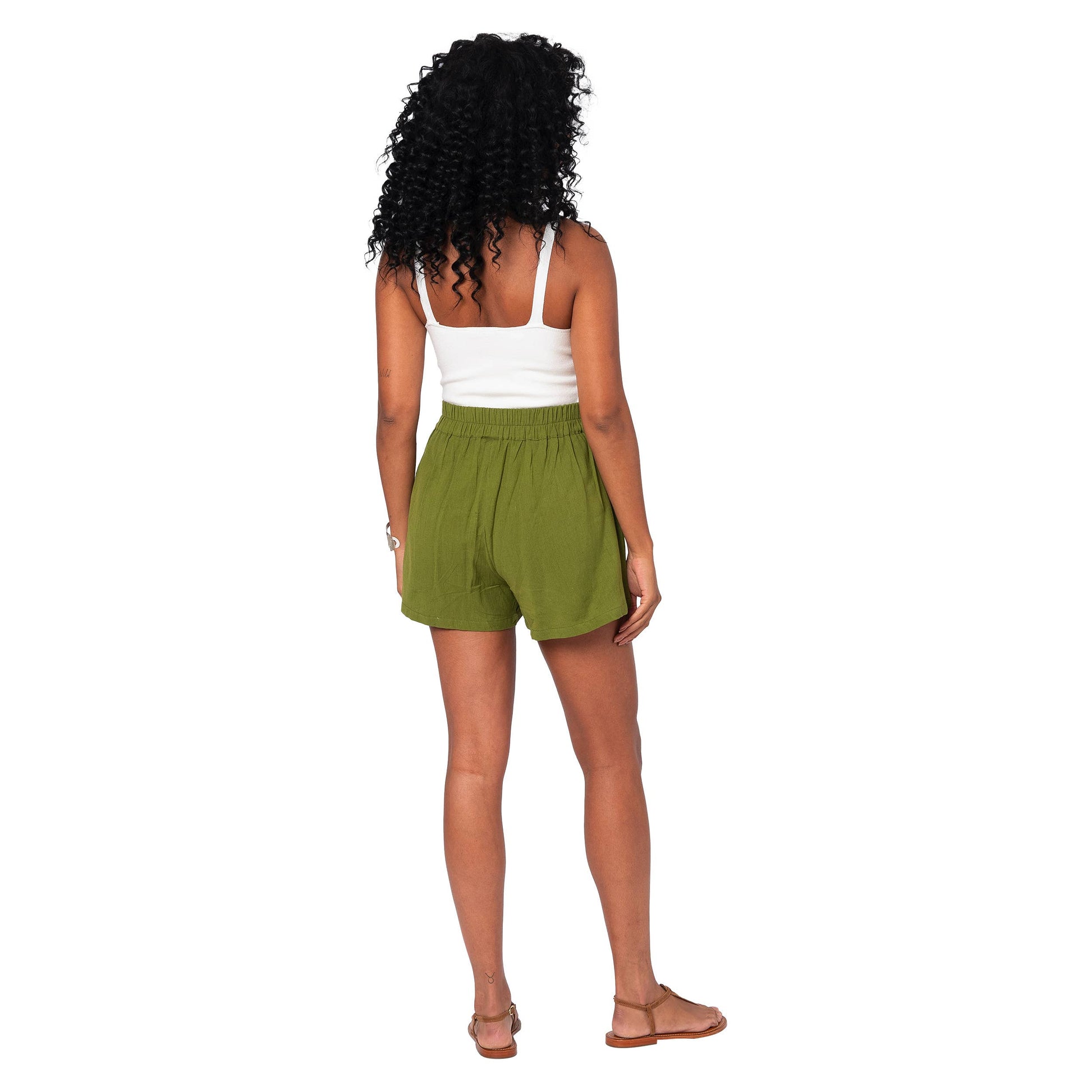 Shorts estivi verdi con cintura integrata