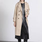 Trench lungo in gabardina doppiopetto da donna