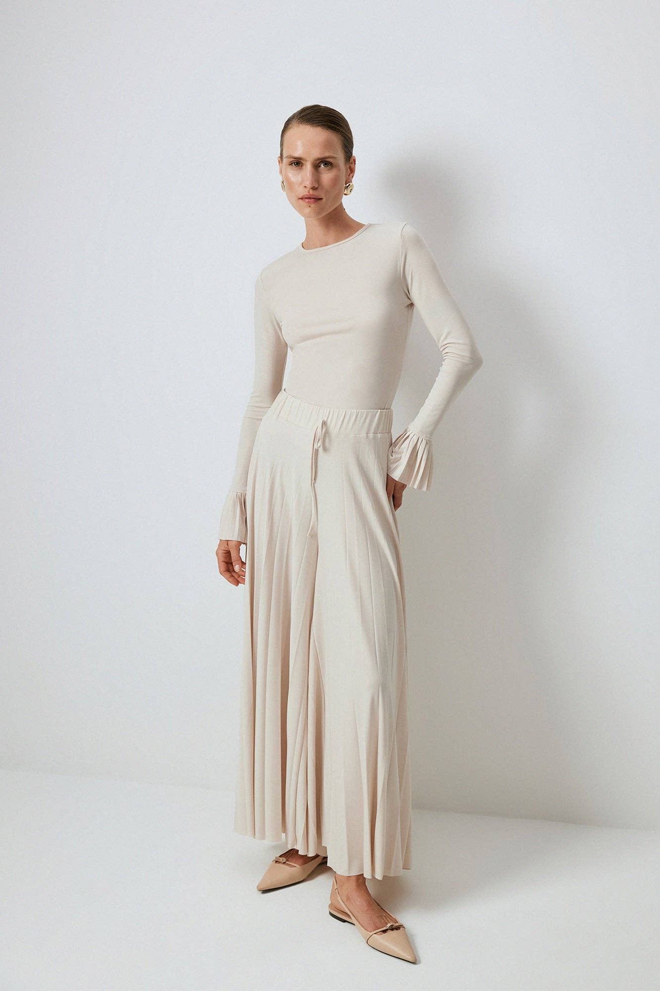 Body plissettato beige