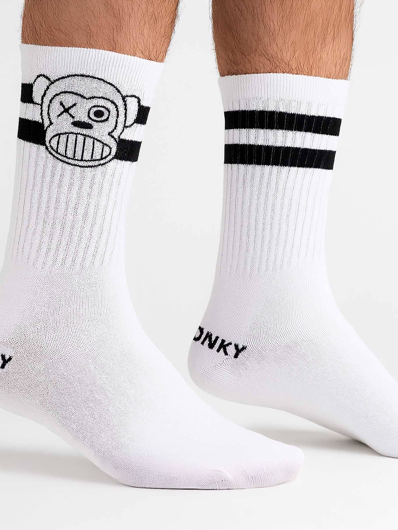 Calzini sportivi con logo Loco Monky bianchi