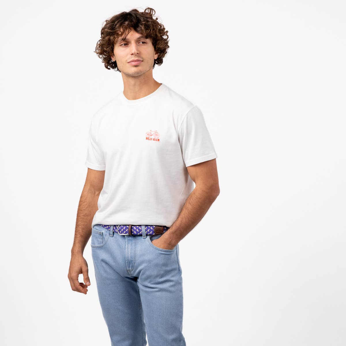Cintura elastica intrecciata Provence viola e bianco