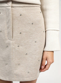 Minigonna Julinia beige con strass