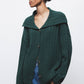 Cardigan a costine con maxi collo