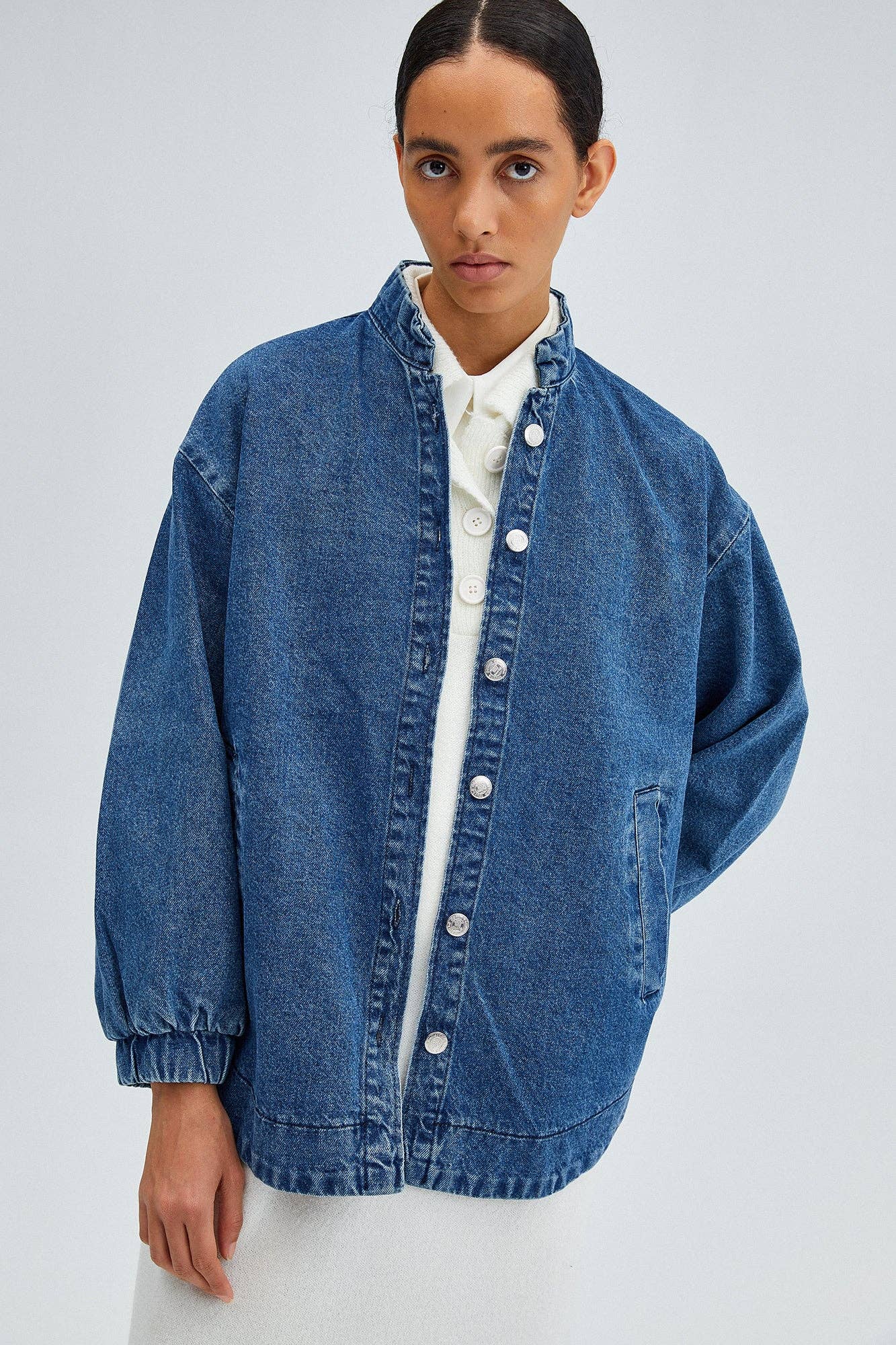 Giacca bomber oversize in denim