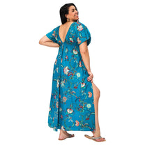 Abito maxi estivo boho in cotone con scollo a V