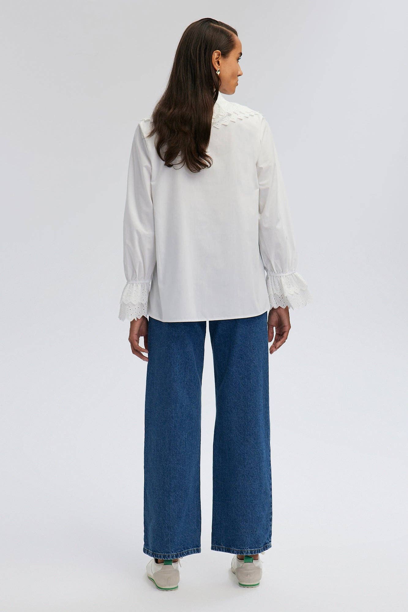 Camicia in popeline con maxi collo in pizzo
