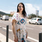 Abito lungo boho stampato con maniche a palloncino