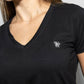 T-shirt nera antimacchia con scollo a V