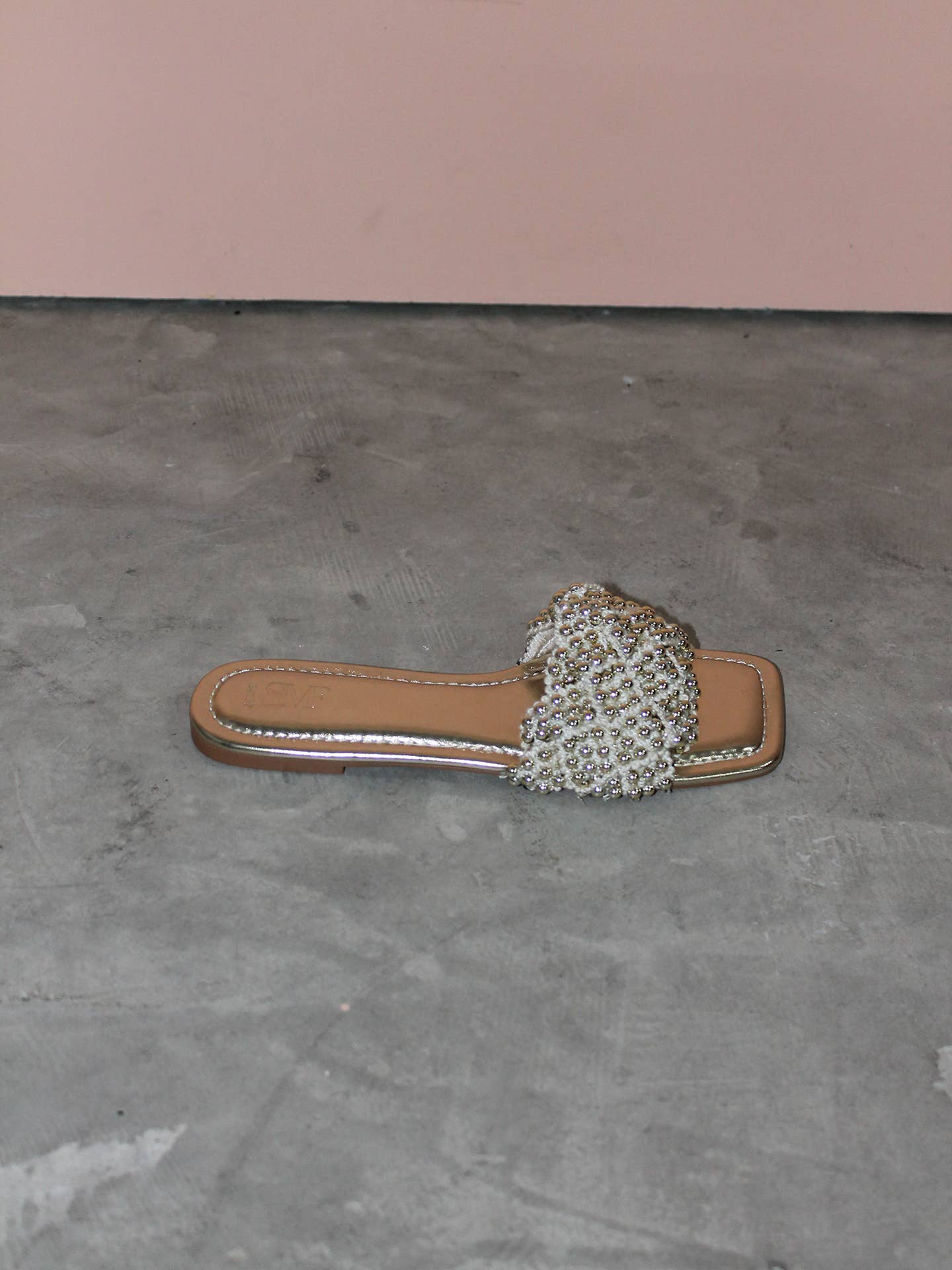 Sandali slider in PU oro con fascia gioiello