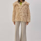 Cappotto corto in eco pelliccia beige