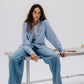 Camicia oversize in twill blu