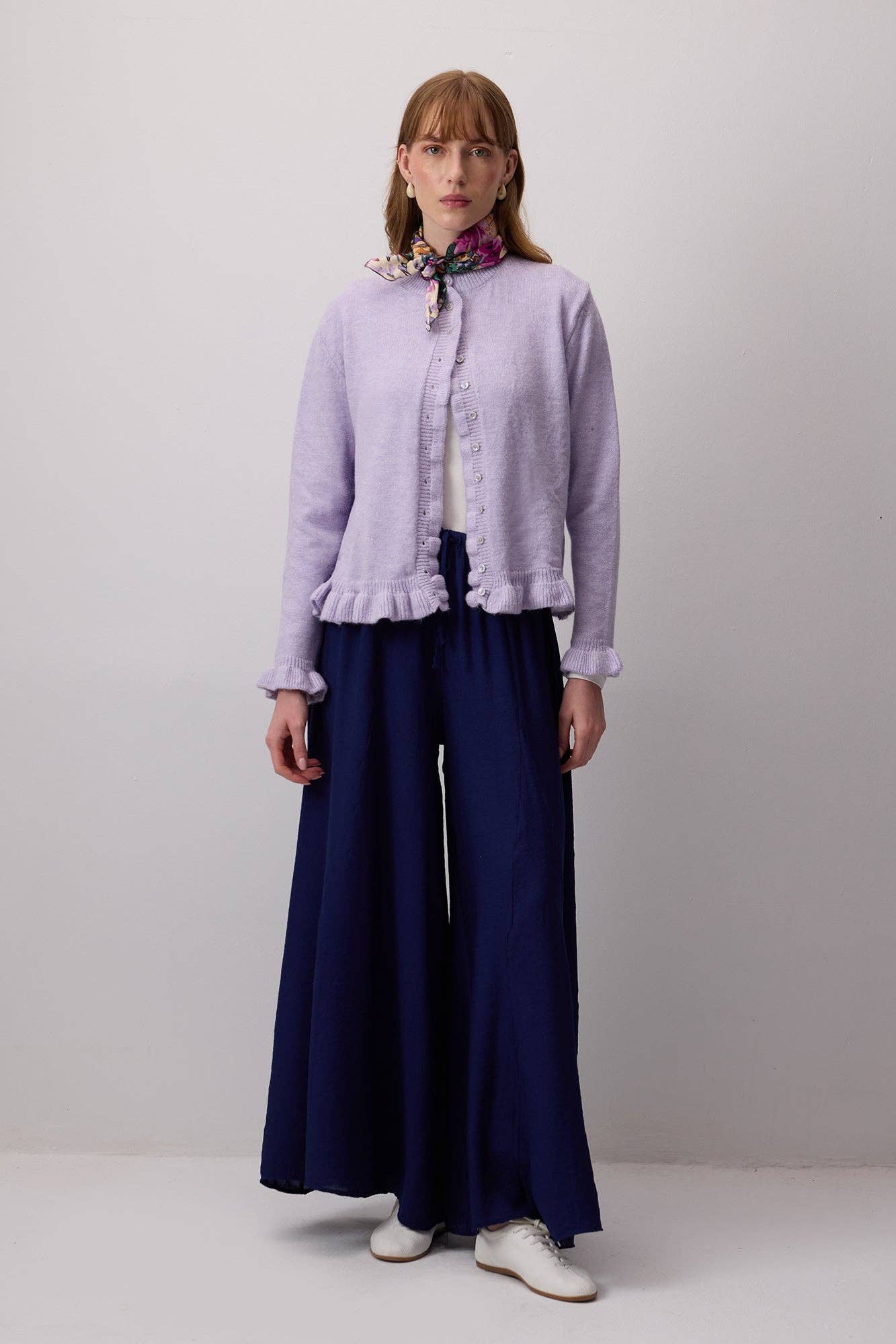 Pantaloni gonna palazzo a gamba larga con vita elasticizzata