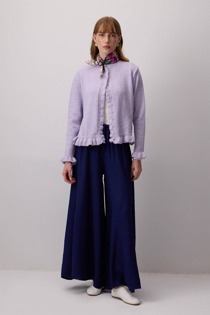 Pantaloni gonna palazzo a gamba larga con vita elasticizzata
