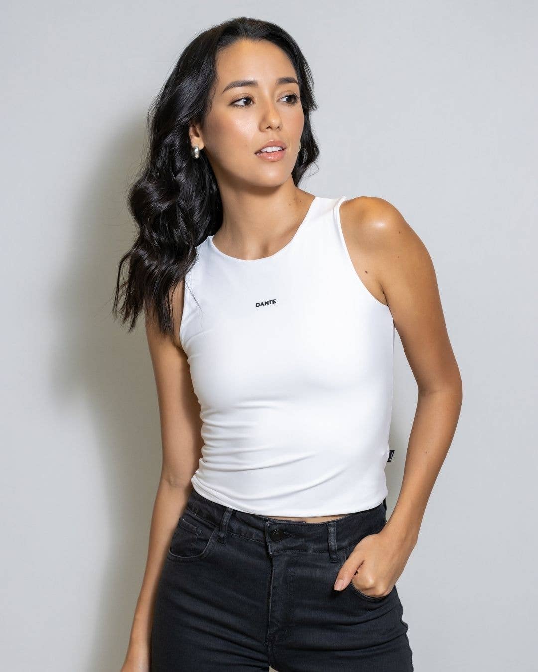 Top bianco antimacchia in lycra