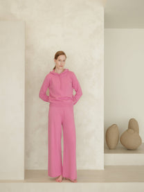 Pantaloni in maglia 3D a gamba larga in misto cashmere