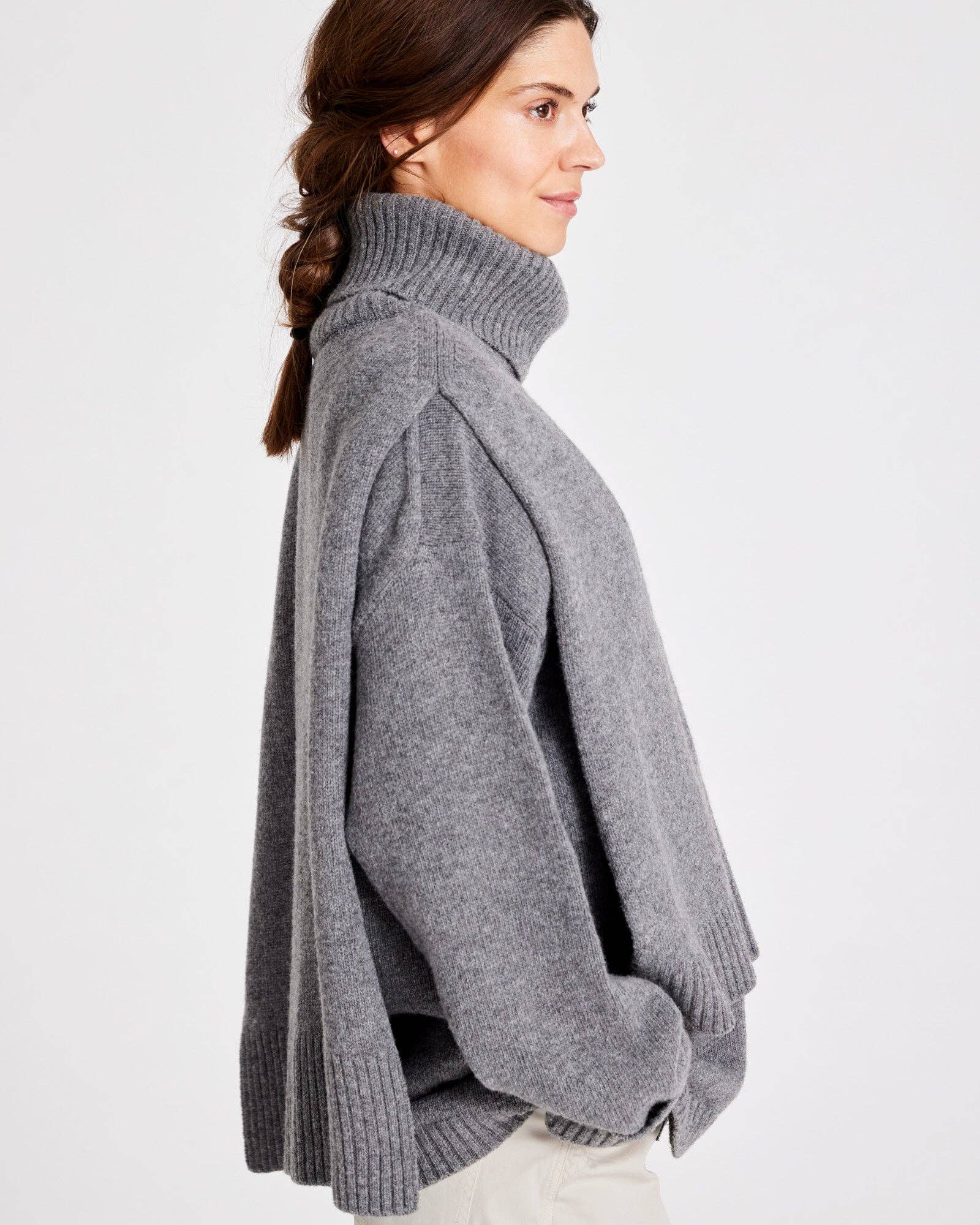 Collo Michelle in lana d’agnello grigio mélange