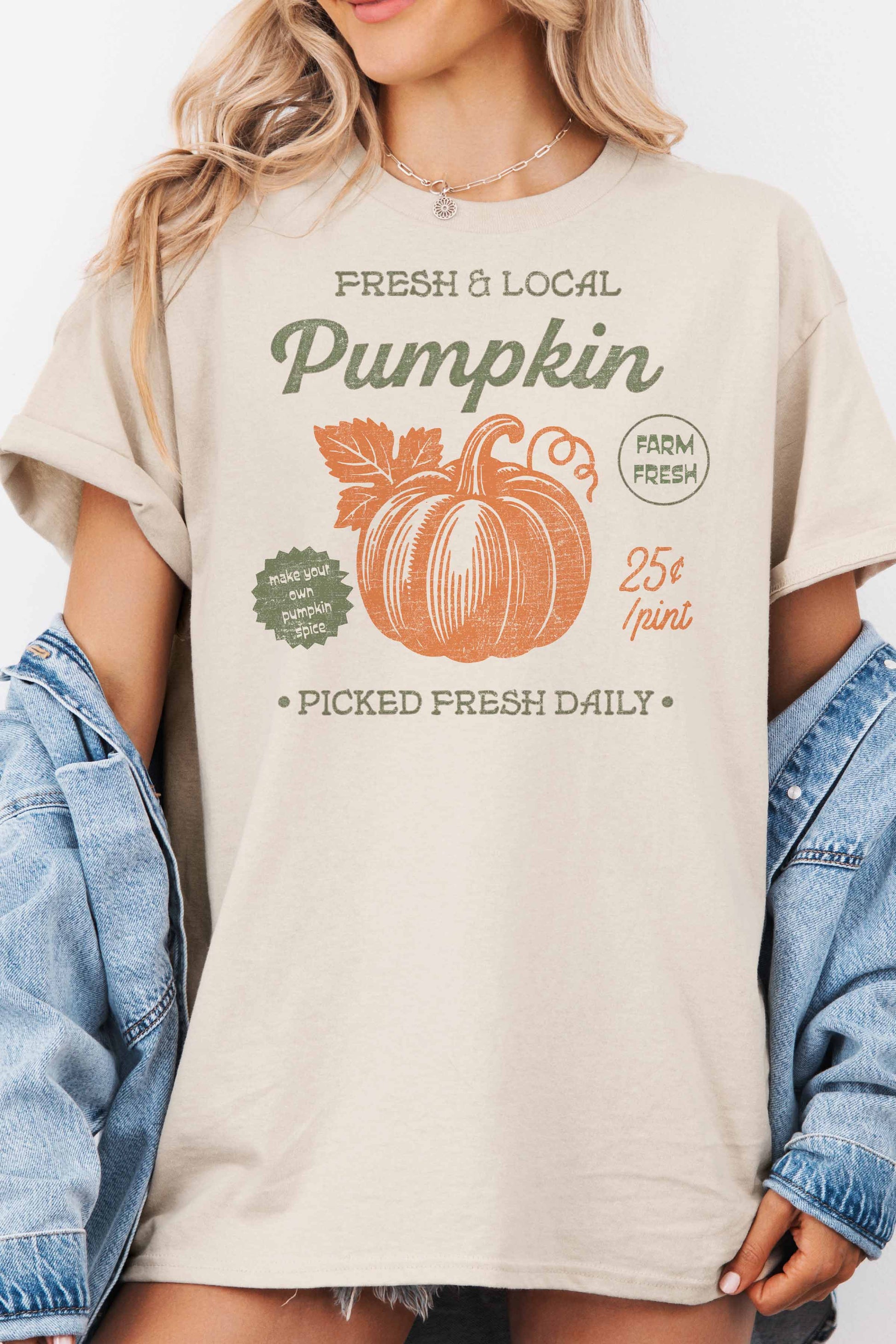 T-shirt oversize con stampa zucca Fresh & Local