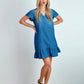 Abito corto in denim con volant