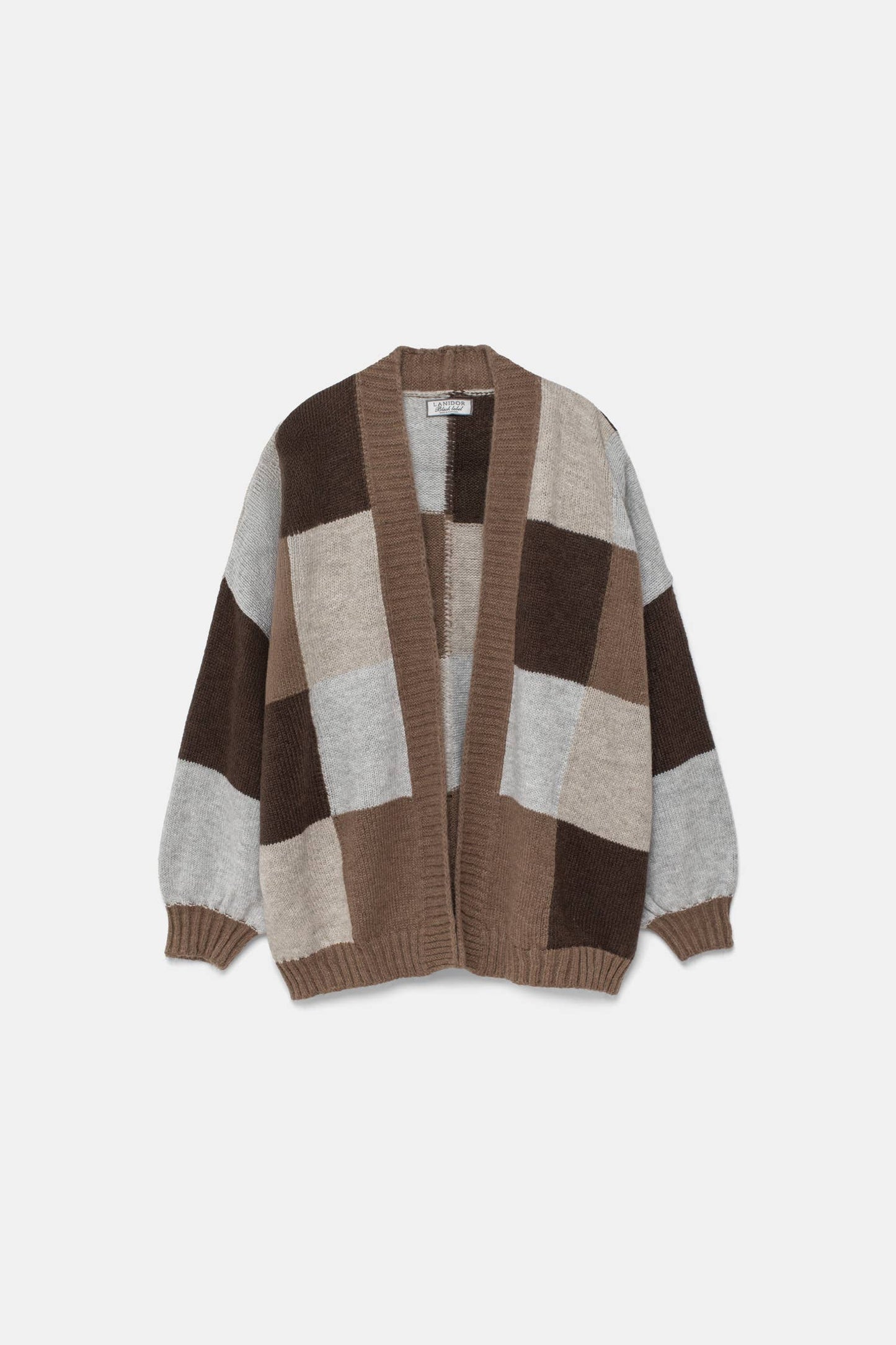 Cardigan in maglia color block con motivo geometrico