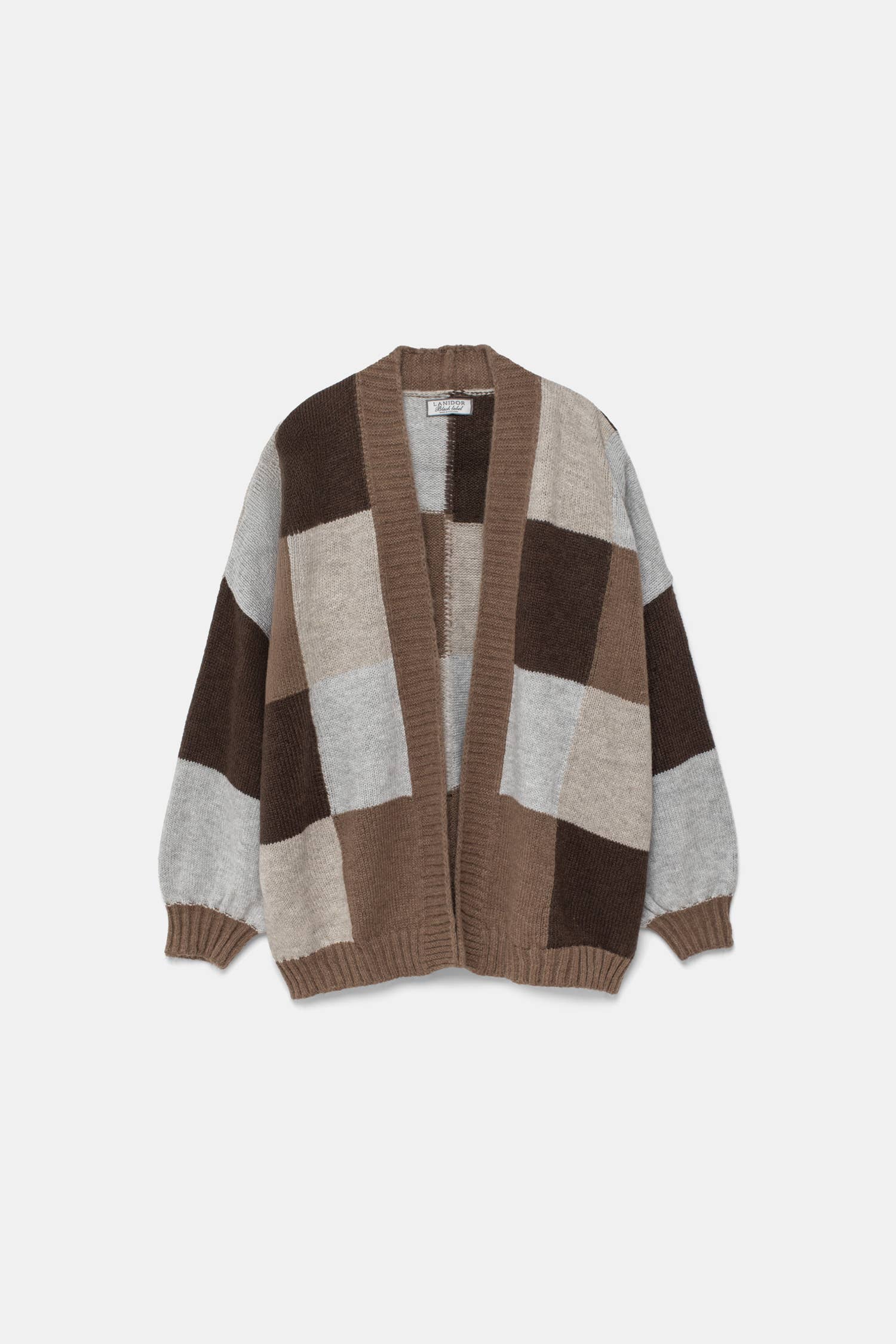 Cardigan in maglia color block con motivo geometrico
