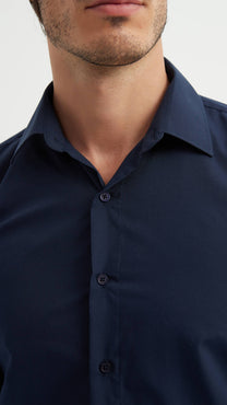 Camicia blu navy comoda no stiro