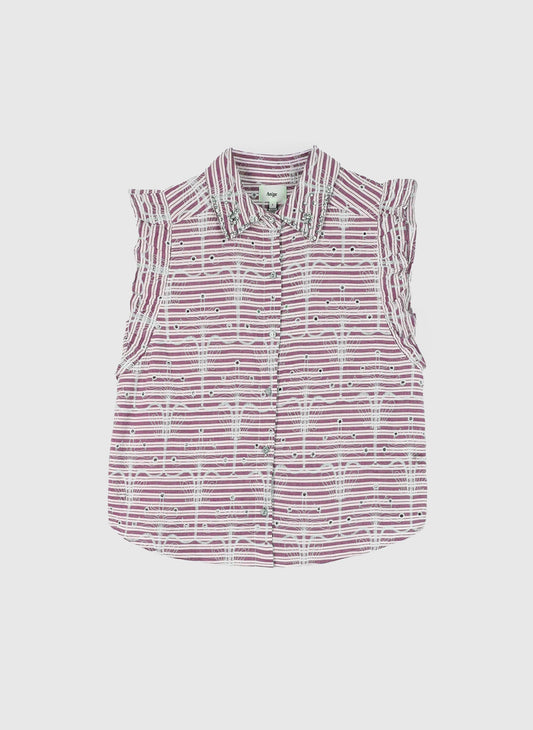 Camicia rossa Senaly a righe con dettagli gioiello