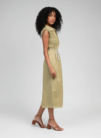Abito midi Orenia lime con dettagli crochet