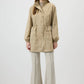 Giacca beige con colletto dritto e coulisse in vita